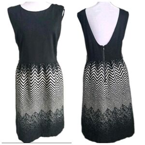 Alice + Olivia Womens Wool Blend Sleeveless Dress Black White Geo L